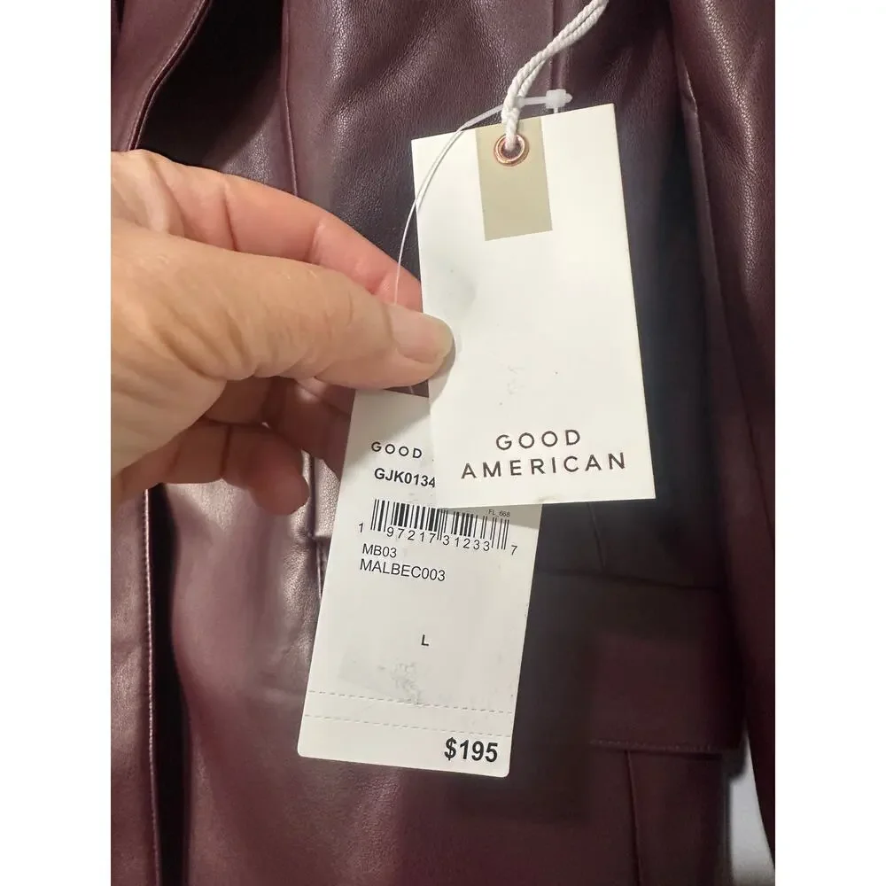 Women’s Plum Faux Leather Blazer Jacket - Picture 8 of 16